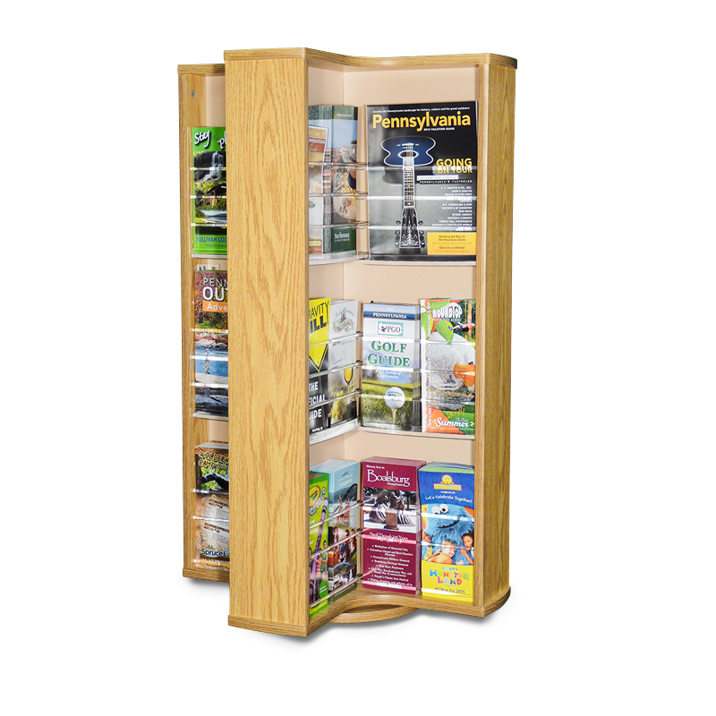 large_counter_top_spinning_pamphlet_rack_wood_oak Great Display Company