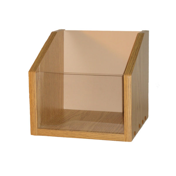 small oak wooden magazine holder for countertops, empty
